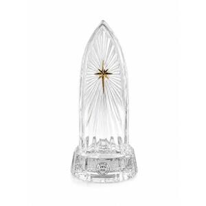 Towle 24% Lead Crystal Candle Holder Gold Star Czech Republic 8” Tall